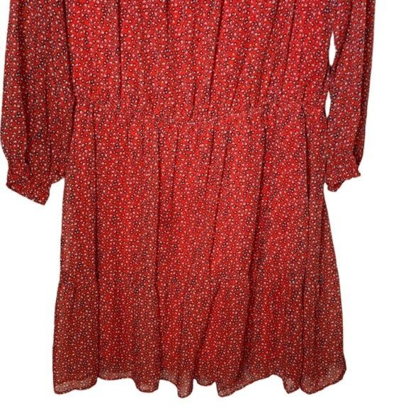 ECI Women’s XL Red Boho Peasant Sheath Dress Long Sleeve Casual Work - Picture 9 of 13